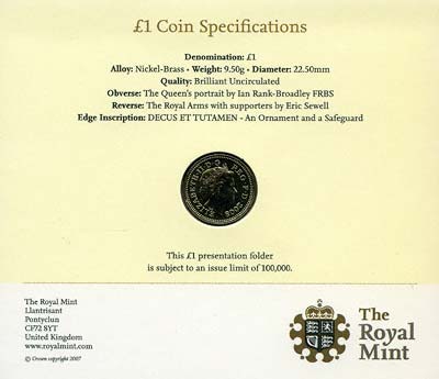 2008 One Pound Coin in Specimen Pack