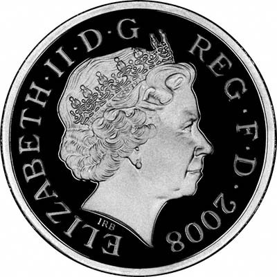 Obverse of 2008 Silver Proof Shield of Arms One Pound