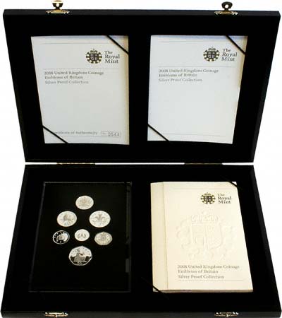 2008 UK Emblems of Britain Silver Proof Coin Collection in Box