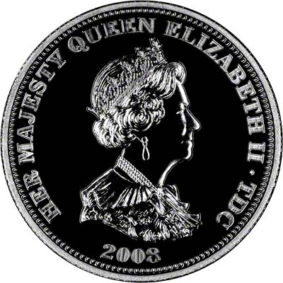 Obverse of Tristan da Cunha 2008 Silver Proof Five Pound