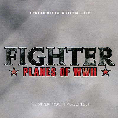 2008 Tuvalu Fighter Planes Of World War 2 5 Coin Collection Certificate