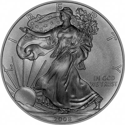 Obverse of 2008 One Ounce Silver Eagle