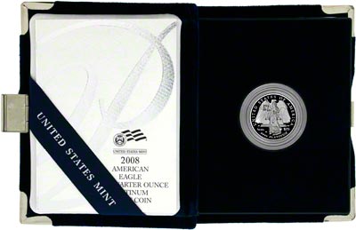 Obverse of 2008 Quarter American Eagle Proof in Platinum in Presentation Book