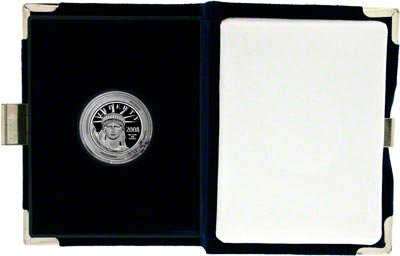 Reverse of 2008 American Eagle Proof in Platinum in Presentation Book