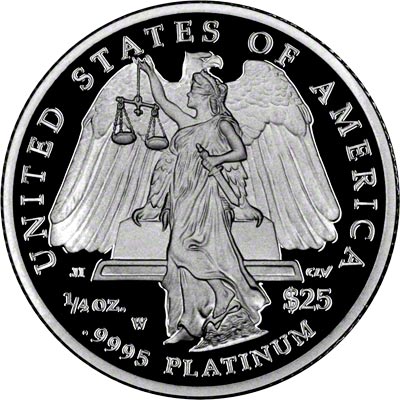 Reverse of 2008 Quarter Ounce American Proof Eagle in Platinum
