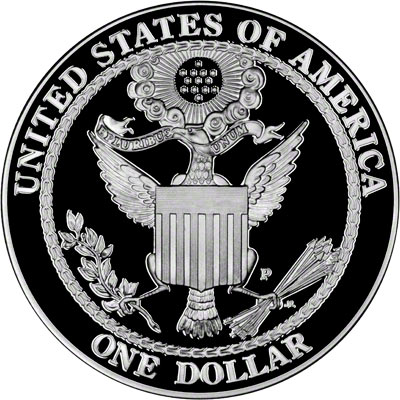 Reverse of 2008 Bald Eagle Silver Dollar