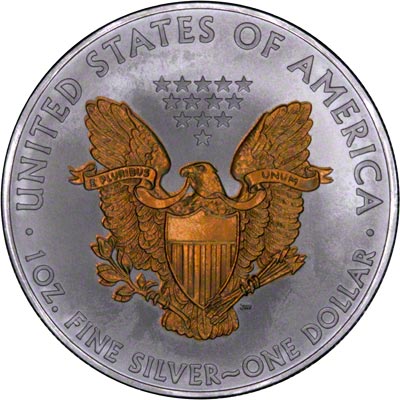 Reverse of 2008 American One Ounce Coloured Silver Eagle