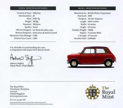 2009 50th Anniversary of the Mini Certificate