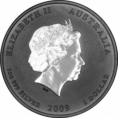 Obverse of 2009 Australian Year Of The Ox One Ounce Silver Bullion Coin - Series 2