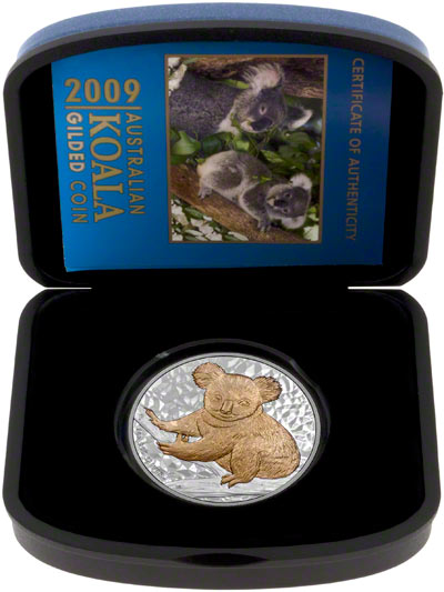 2009 silver gilded one ounce koala in presentation case