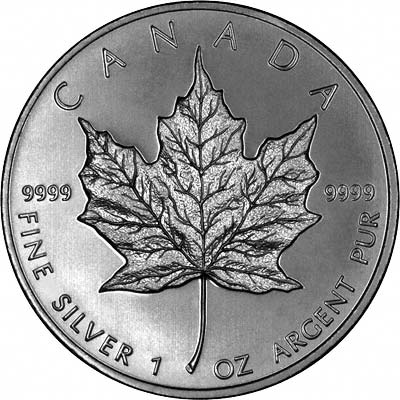 Reverse of 2002 Silver Canadian Maple Leaf