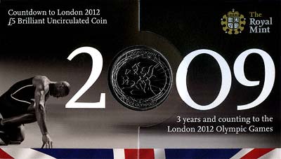 Obverse of 2009 Olympic Countdown Crown in Presentation Folder