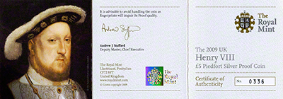 Obverse of 2009 Silver Piedfort Crown Certificate