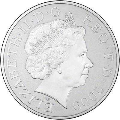 Obverse of 2009 Henry VIII Silver Piedfort Five Pound Crown 