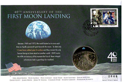 2009 first landing on the moon £5 in pnc cover