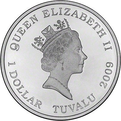 Obverse of 2009 Tuvalu 50th Anniversary of Barbie $1 Coin