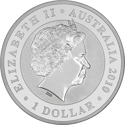 Reverse of 2010 Australian  One Ounce Silver Koala