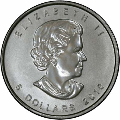 Obverse of 2010 Silver Maple Leaf