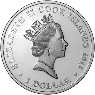 Obverse of 2010 Cook Islands Silver Proof One Dollar