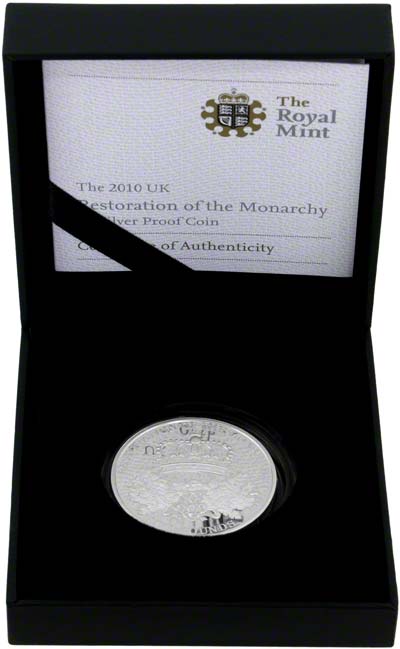 2010 Restoration of the Monarchy Silver Proof Five Pound Crown in Presentation Box