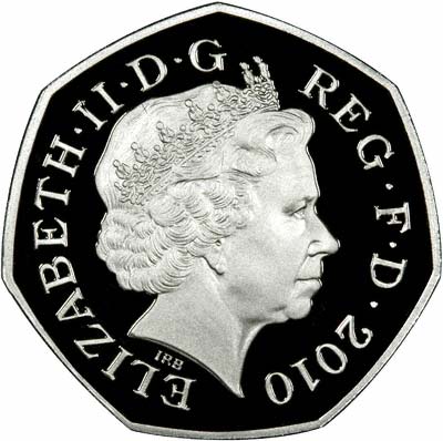 Obverse of 2010 Silver Proof Fifty Pence