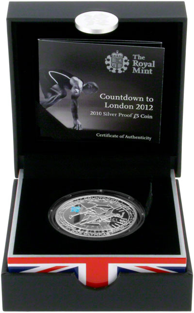 2010 Olympic Countdown Silver Proof Crown in Presentation Box