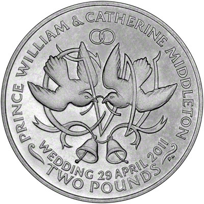 Reverse of 2011 Ascension Islands Two Pounds Coin - Doves
