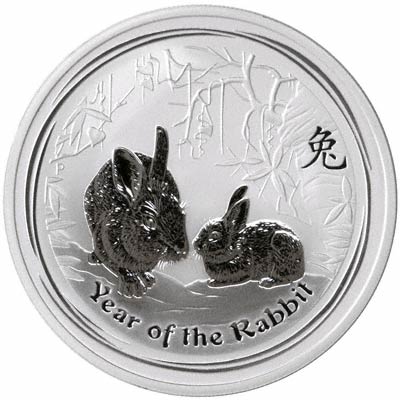 Reverse of 2011 Australian Year Of The Rabbit Two Ounce Silver Bullion Coin- Series 2