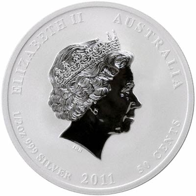 Obverse of 2011 Australian Year Of The Rabbit One Ounce Silver Bullion Coin - Series 2