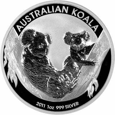 Reverse of 2011 Australian  One Ounce Silver Koala
