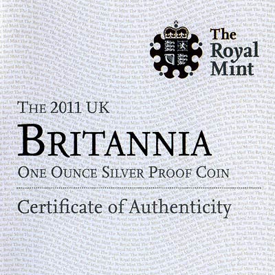 2011 Silver Proof Britannia Certificate