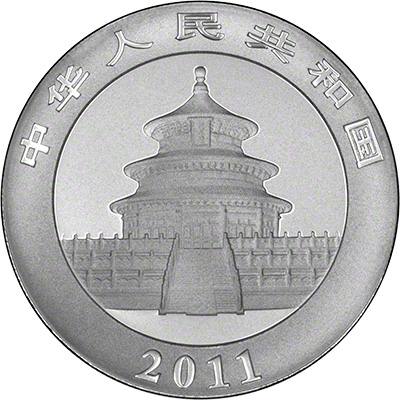 Obverse of 2011 Chinese Silver Panda Showing the Temple of Heaven