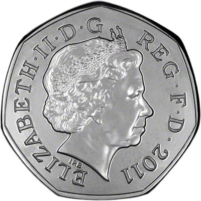 Obverse of Silver Fifty Pence - Football