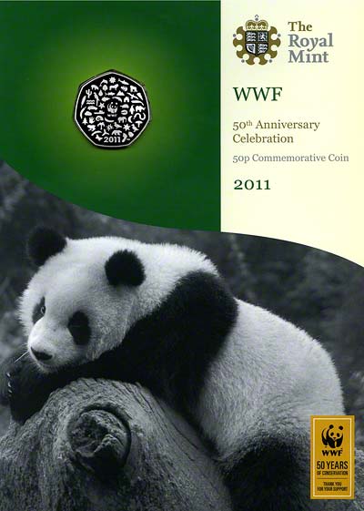 2011 WWF Uncirculated Fifty Pence in Presentation Folder