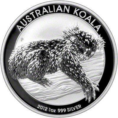 Reverse of 2012 Australian One Ounce Silver Koala