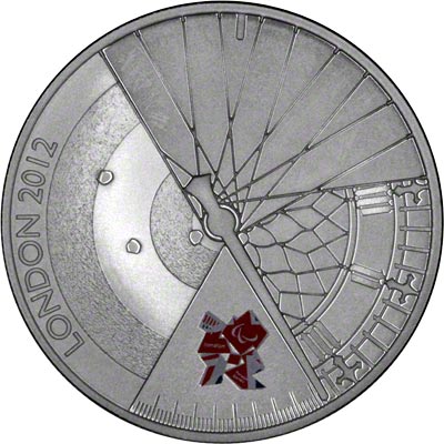 Reverse of 2012 Paralympic Silver Proof Five Pound Crown