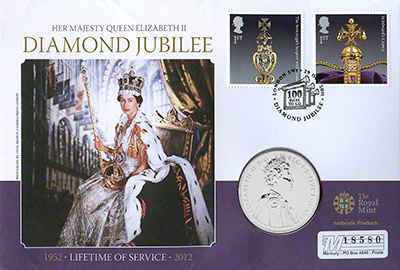 2012 Queen Elizabeth II Diamond jubilee 5 Crown PNC