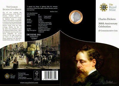 2012 Charles Dickens Uncirculated Two Pound Coin in Specimen Pack