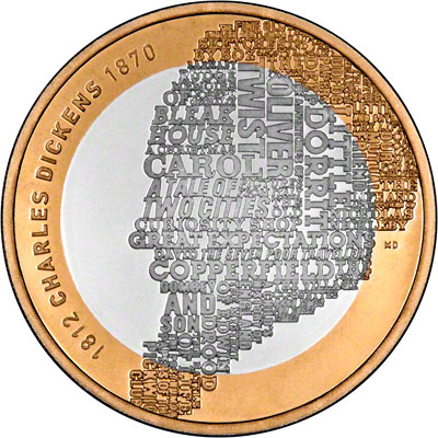 Reverse of 2012 Charles Dickens Two Pound Coin