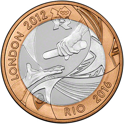 Reverse of 2012 Olympic Handover Silver Proof Two Pound Coin