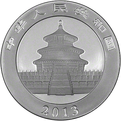 Obverse of 2013 Chinese Silver Panda Showing the Temple of Heaven