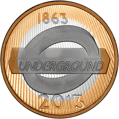 Reverse of 2013 London Underground Two Pound Coin - Logo
