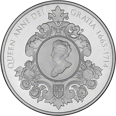 Reverse of 2014 Silver Proof Queen Anne £5 Crown