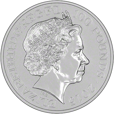 Obverse of 2015 Big Ben One Hundred Pound Silver Coin