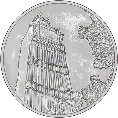 Reverse of 2015 Big Ben One Hundred Pound Silver Coin