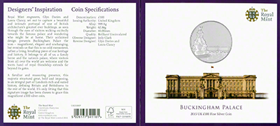 2015 Buckingham Palace One Hundred Pound Silver Coin In Presentation Pack Obverse