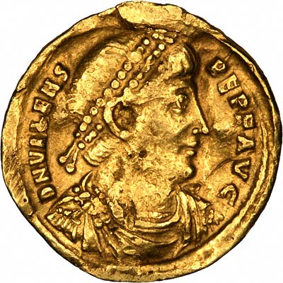 Portrait of Valens on a Gold Solidus