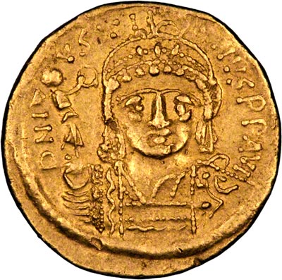 Obverse of Justin II Solidus