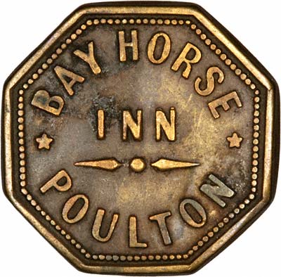 Obverse of Undated Bay Horse Inn Poulton Twopence Token