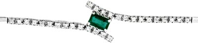 Second Hand Emerald & Diamond Set Bracelet in 18ct White Gold